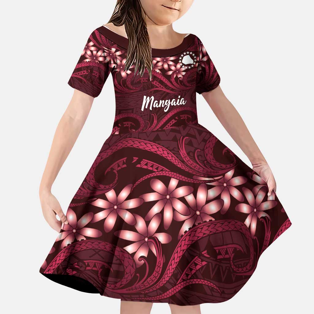 Personalised Cook Islands Mangaia Family Matching Short Sleeve Bodycon Dress and Hawaiian Shirt Tiare Maori Polynesian Waves Tattoo