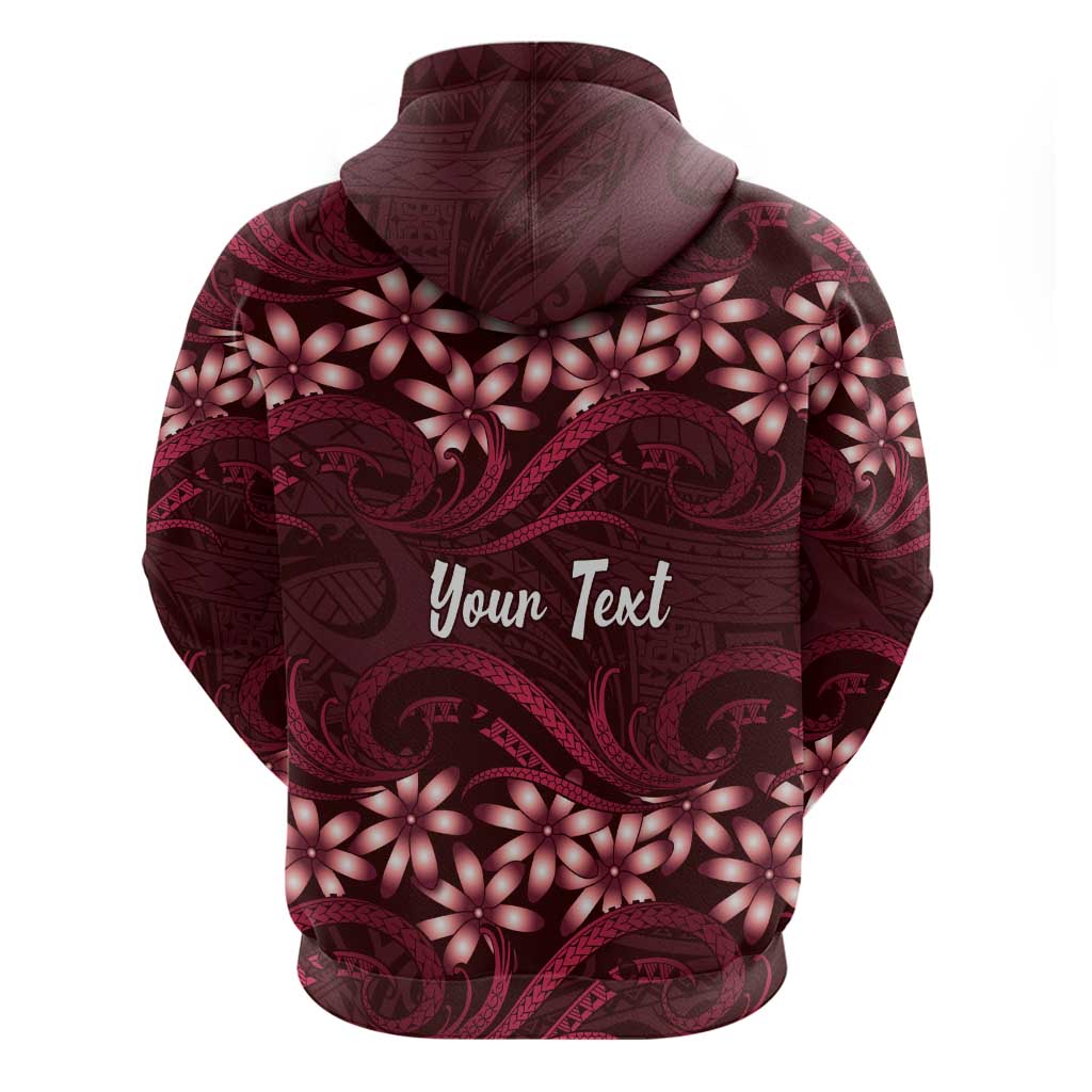 Personalised Cook Islands Mangaia Hoodie Tiare Maori Polynesian Waves Tattoo LT14 - Polynesian Pride