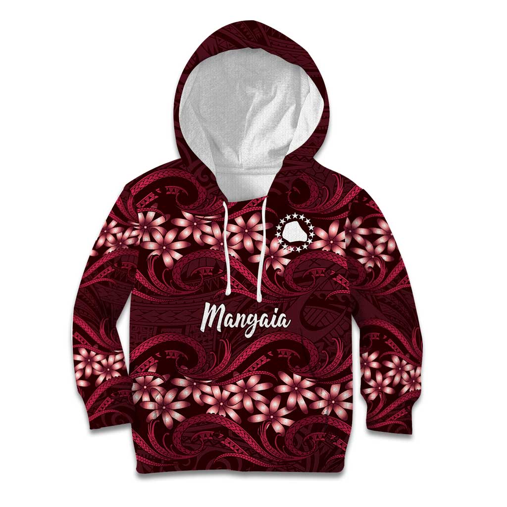 Personalised Cook Islands Mangaia Kid Hoodie Tiare Maori Polynesian Waves Tattoo