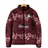 Personalised Cook Islands Mangaia Padded Jacket Tiare Maori Polynesian Waves Tattoo