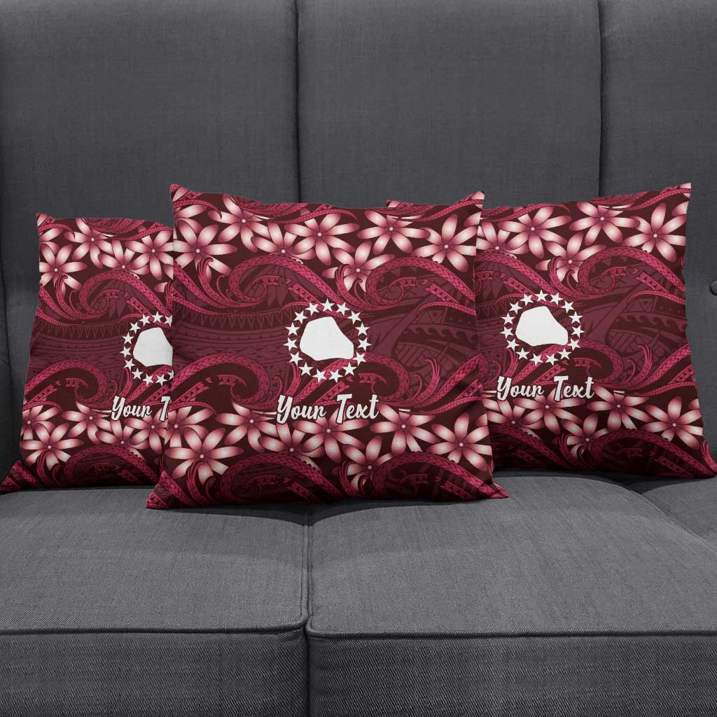 Personalised Cook Islands Mangaia Pillow Cover Tiare Maori Polynesian Waves Tattoo