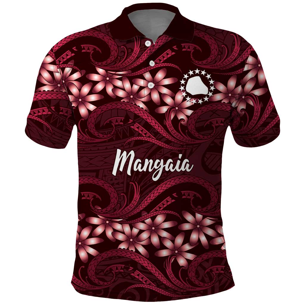 Personalised Cook Islands Mangaia Polo Shirt Tiare Maori Polynesian Waves Tattoo
