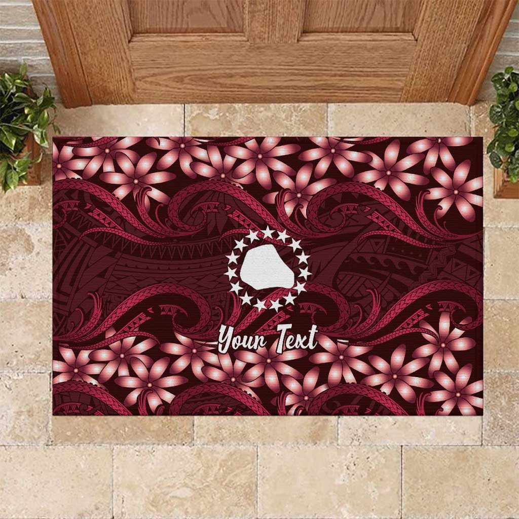 Personalised Cook Islands Mangaia Rubber Doormat Tiare Maori Polynesian Waves Tattoo