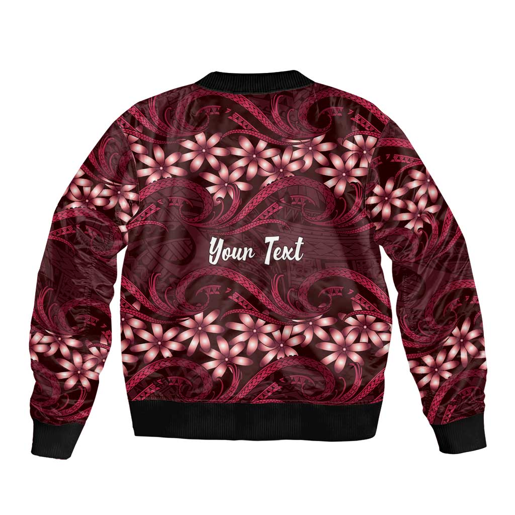 Personalised Cook Islands Mangaia Sleeve Zip Bomber Jacket Tiare Maori Polynesian Waves Tattoo LT14 - Polynesian Pride