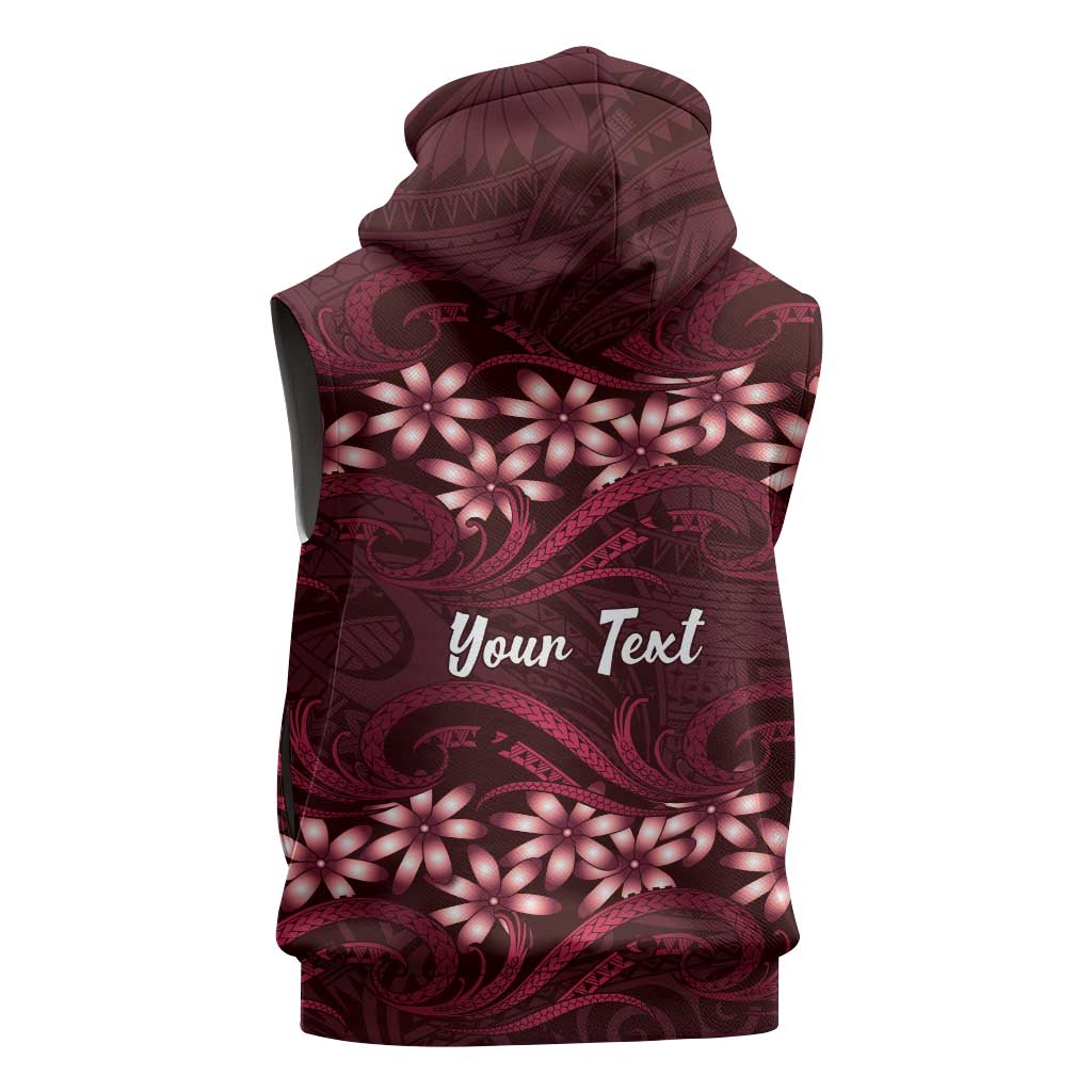 Personalised Cook Islands Mangaia Sleeveless Hoodie Tiare Maori Polynesian Waves Tattoo