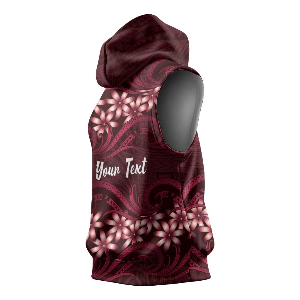 Personalised Cook Islands Mangaia Sleeveless Hoodie Tiare Maori Polynesian Waves Tattoo