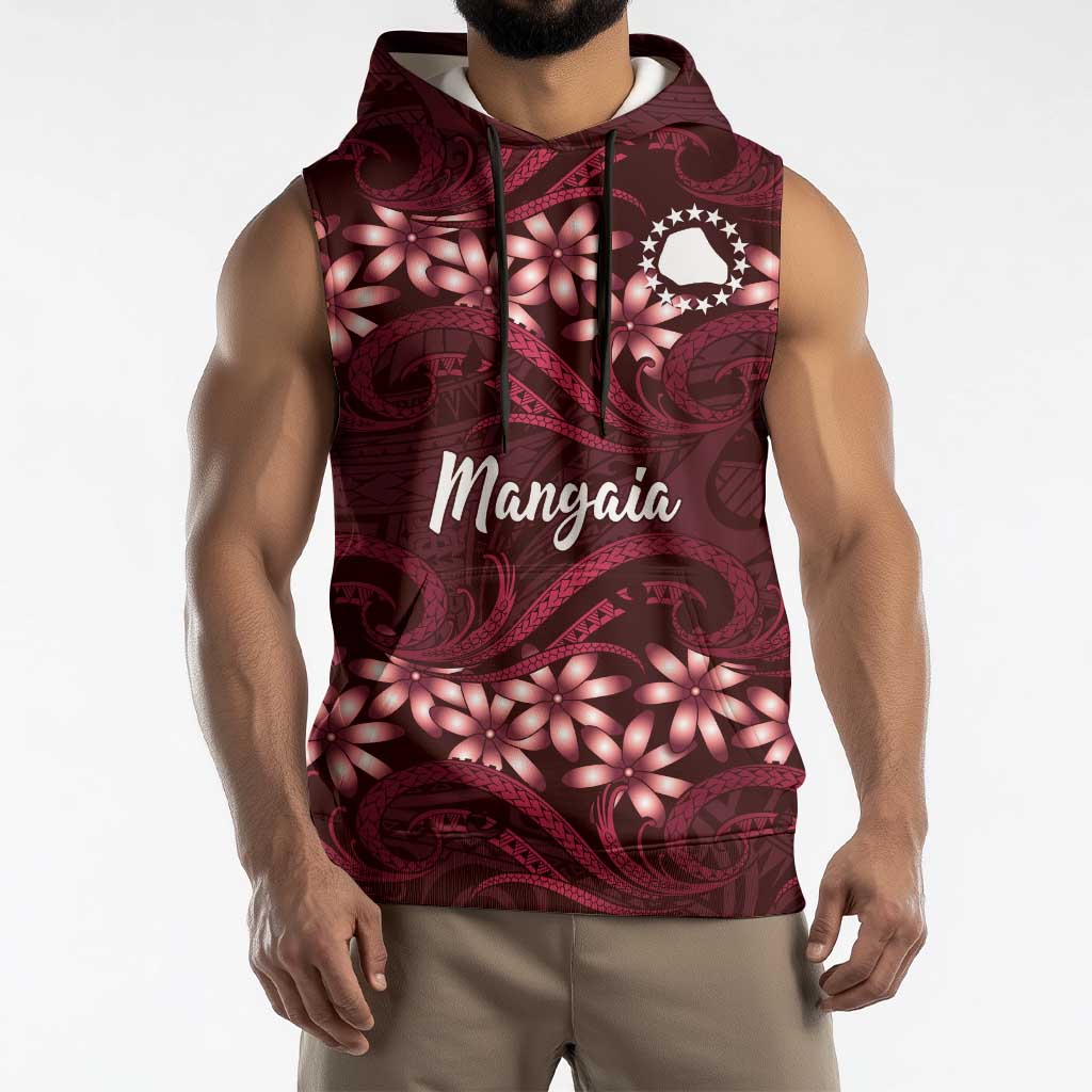 Personalised Cook Islands Mangaia Sleeveless Hoodie Tiare Maori Polynesian Waves Tattoo
