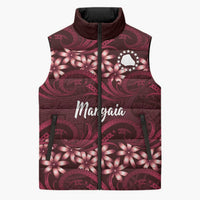 Personalised Cook Islands Mangaia Sleeveless Puffer Jacket Tiare Maori Polynesian Waves Tattoo