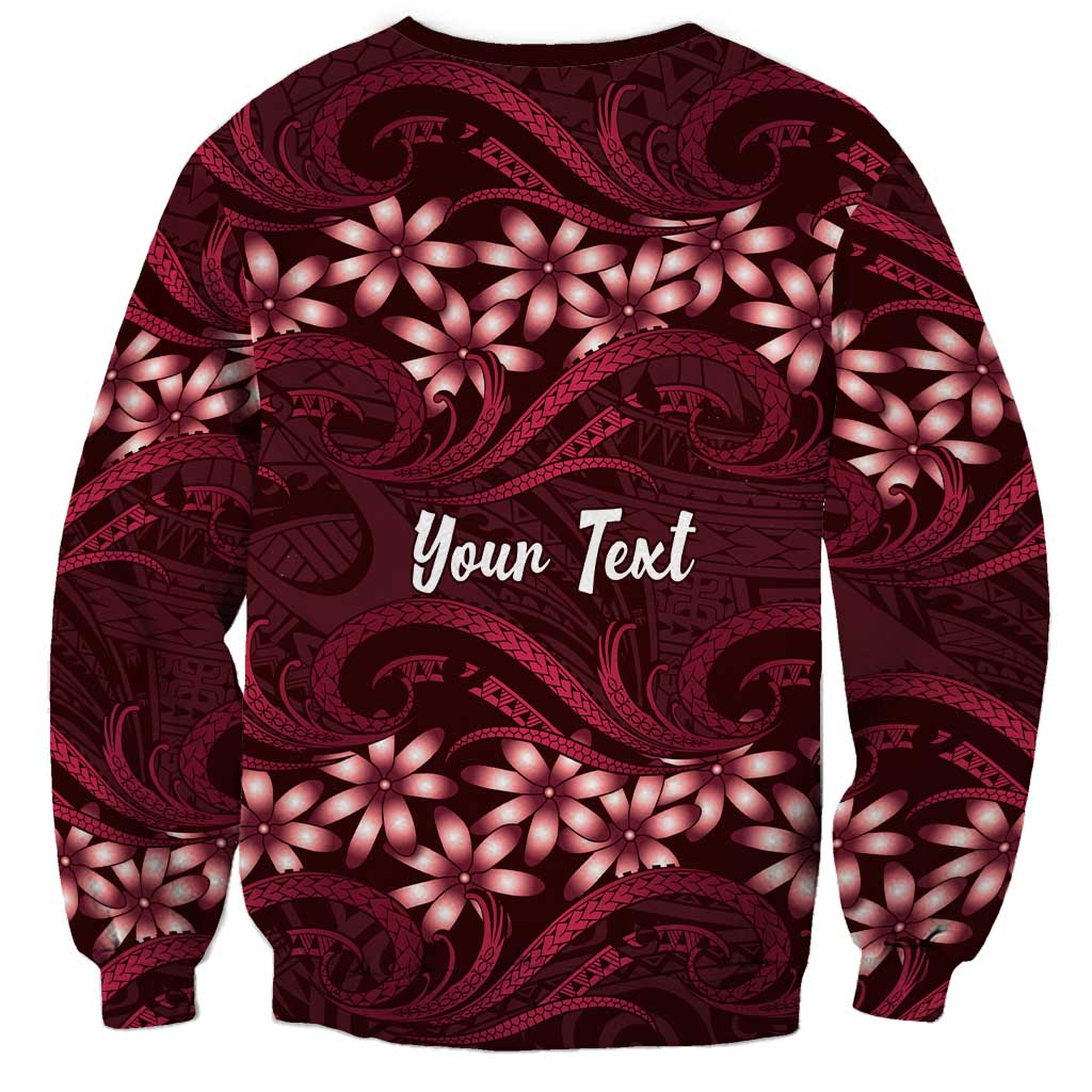 Personalised Cook Islands Mangaia Sweatshirt Tiare Maori Polynesian Waves Tattoo LT14 - Polynesian Pride