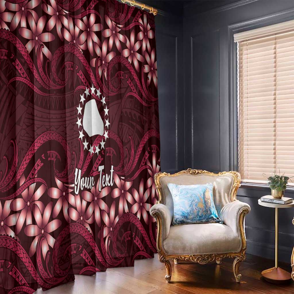 Personalised Cook Islands Mangaia Window Curtain Tiare Maori Polynesian Waves Tattoo