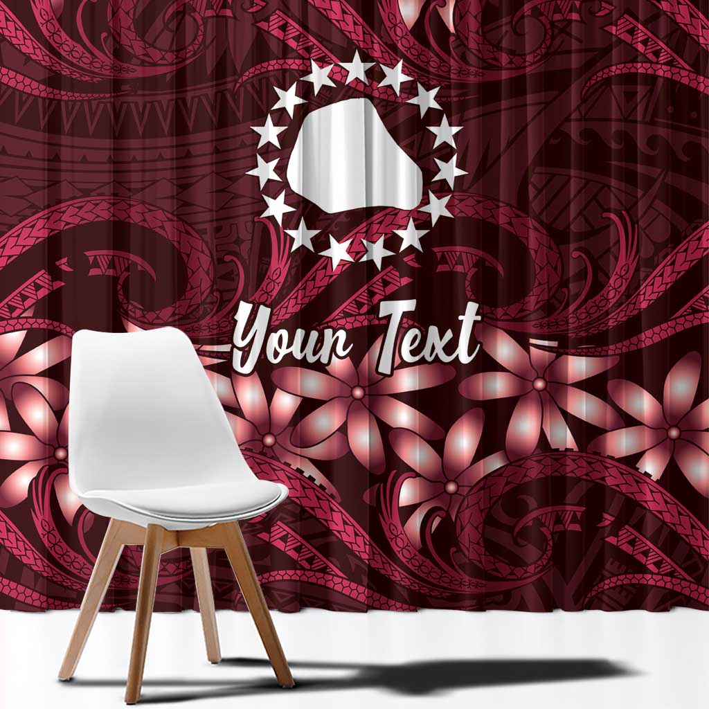 Personalised Cook Islands Mangaia Window Curtain Tiare Maori Polynesian Waves Tattoo