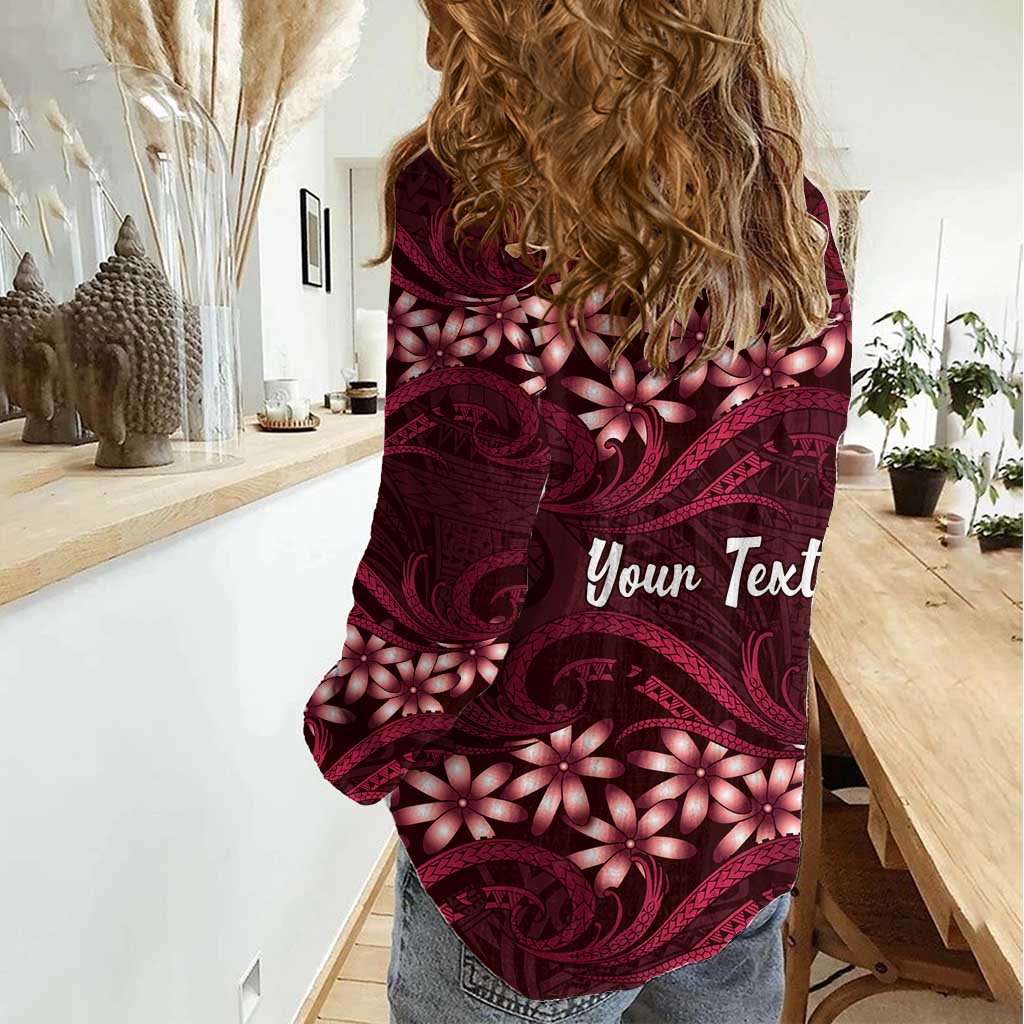 Personalised Cook Islands Mangaia Women Casual Shirt Tiare Maori Polynesian Waves Tattoo