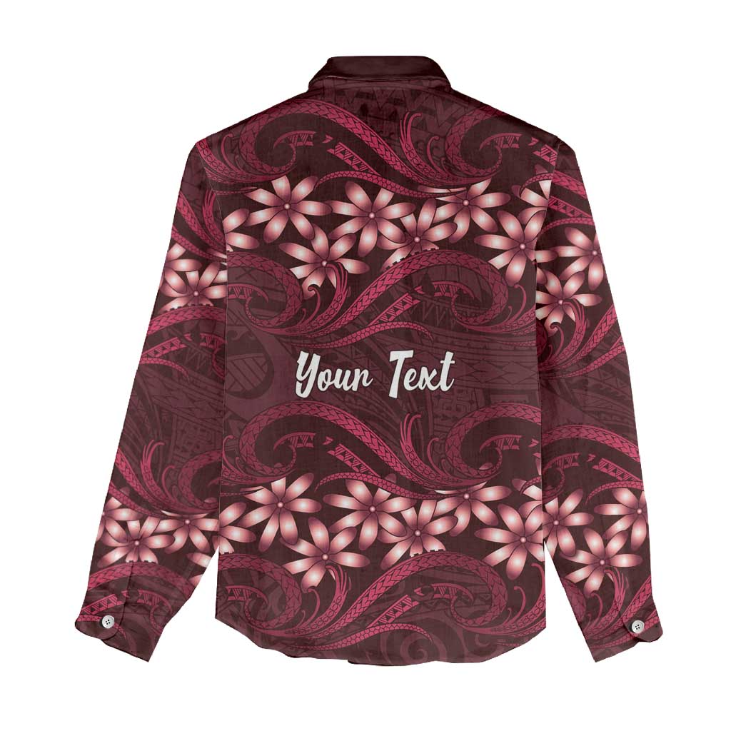 Personalised Cook Islands Mangaia Women Casual Shirt Tiare Maori Polynesian Waves Tattoo