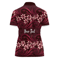 Personalised Cook Islands Mangaia Women Polo Shirt Tiare Maori Polynesian Waves Tattoo LT14 - Polynesian Pride