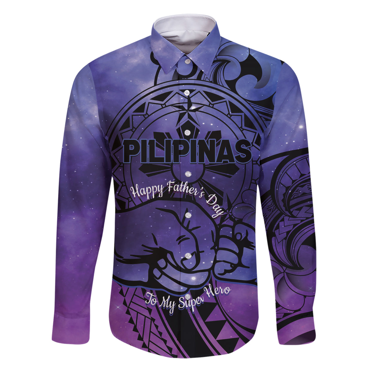 Philippines Father's Day Family Matching Short Sleeve Bodycon Dress and Hawaiian Shirt Polynesian Tattoo Galaxy Vibes