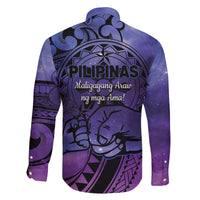 Philippines Father's Day Family Matching Tank Maxi Dress and Hawaiian Shirt Polynesian Tattoo Galaxy Vibes