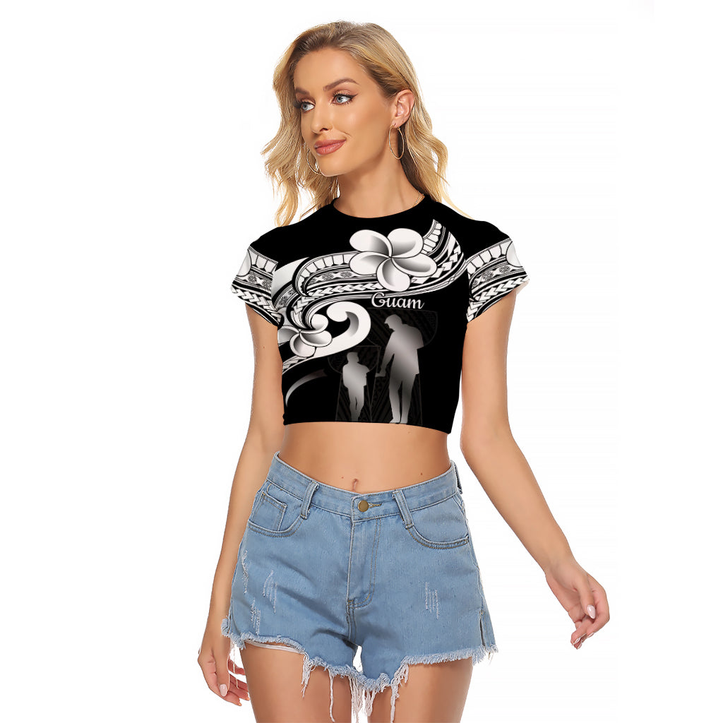 Guam Father's Day Raglan Cropped T Shirt Chamorro Latte Stone Polynesian Pattern