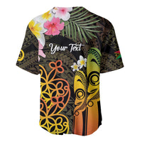 Personalised Vanuatu Independence Day Baseball Jersey Carving Drum Sand Drawing Turtle LT14 - Polynesian Pride