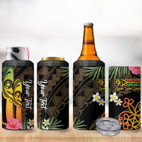 Personalised Vanuatu Independence Day 4 in 1 Can Cooler Tumbler Carving Drum Sand Drawing Turtle