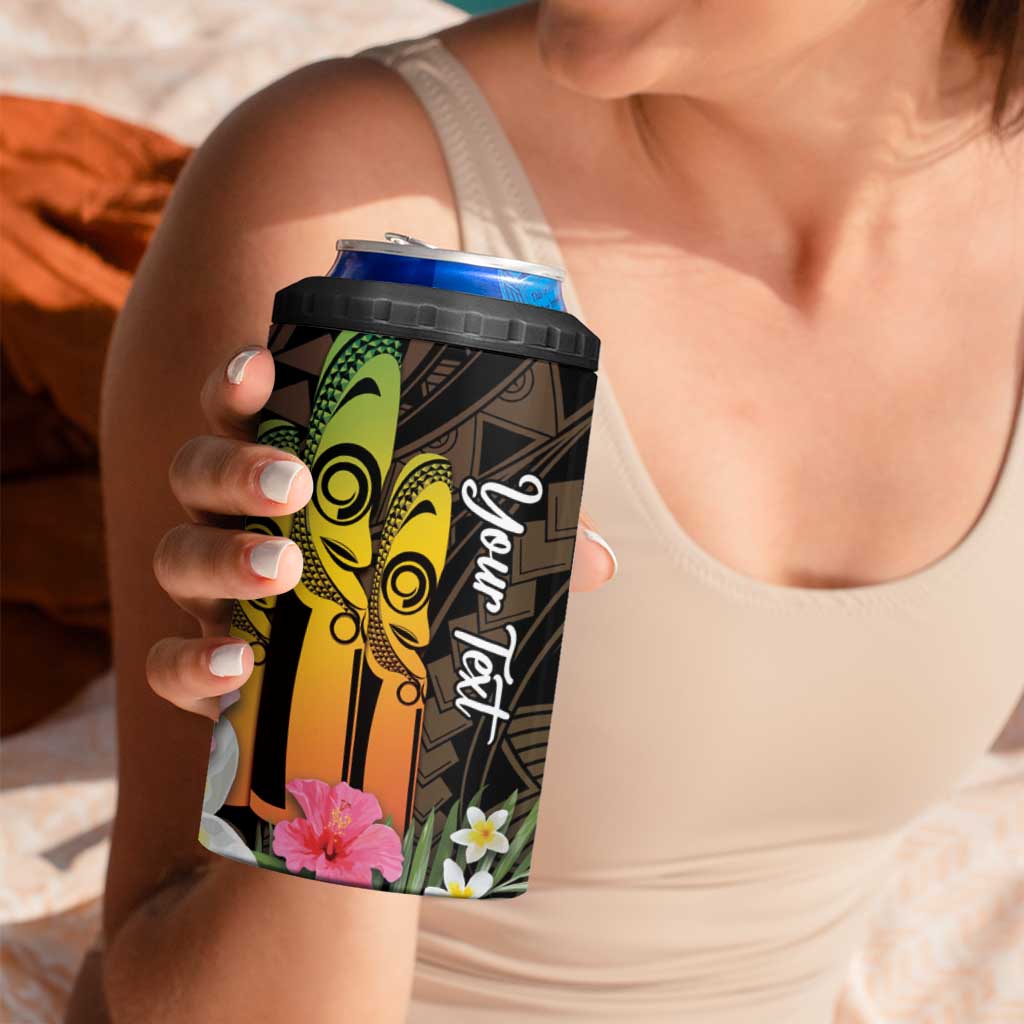 Personalised Vanuatu Independence Day 4 in 1 Can Cooler Tumbler Carving Drum Sand Drawing Turtle