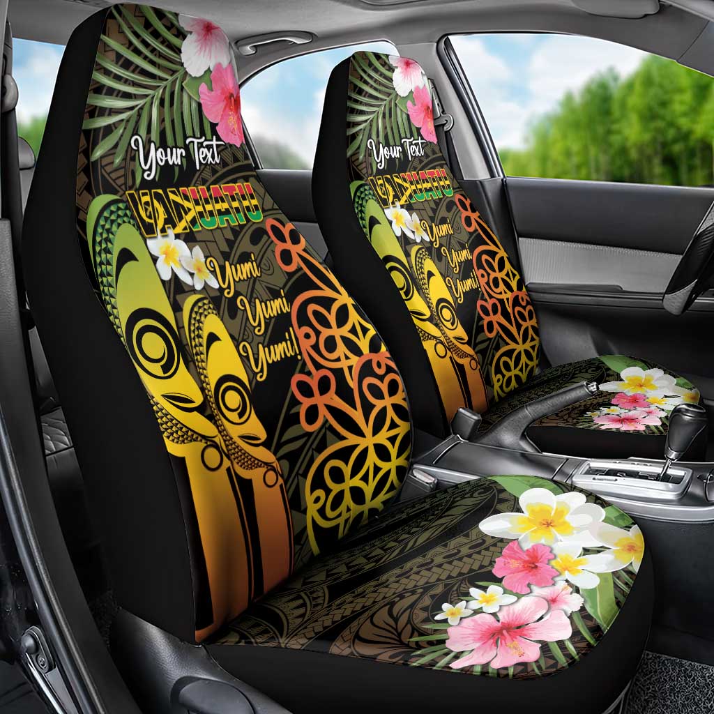 Personalised Vanuatu Independence Day Car Seat Cover Carving Drum Sand Drawing Turtle