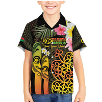 Personalised Vanuatu Independence Day Family Matching Mermaid Dress and Hawaiian Shirt Carving Drum Sand Drawing Turtle