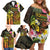 Personalised Vanuatu Independence Day Family Matching Off Shoulder Short Dress and Hawaiian Shirt Carving Drum Sand Drawing Turtle