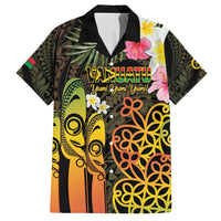 Personalised Vanuatu Independence Day Family Matching Summer Maxi Dress and Hawaiian Shirt Carving Drum Sand Drawing Turtle
