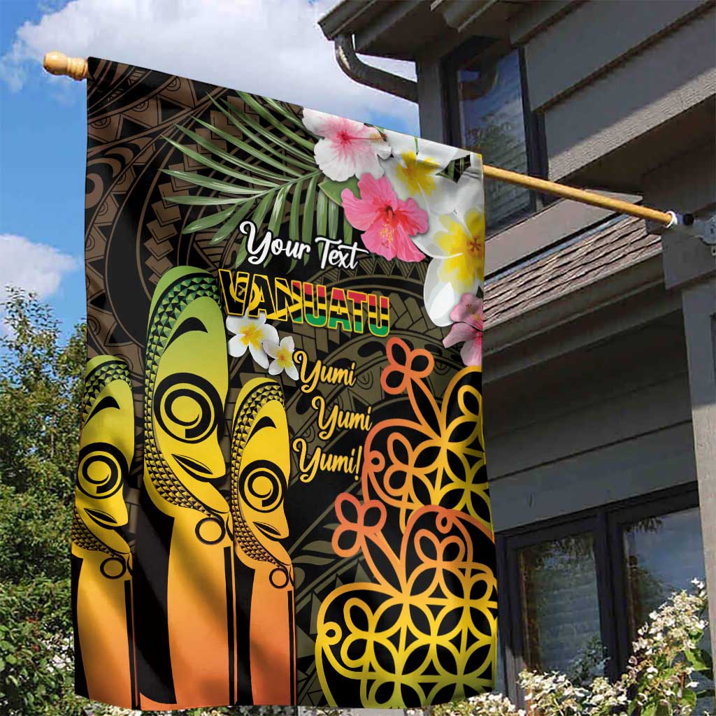 Personalised Vanuatu Independence Day Garden Flag Carving Drum Sand Drawing Turtle