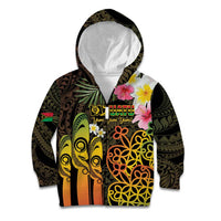 Personalised Vanuatu Independence Day Kid Hoodie Carving Drum Sand Drawing Turtle LT14 Zip Hoodie Black - Polynesian Pride
