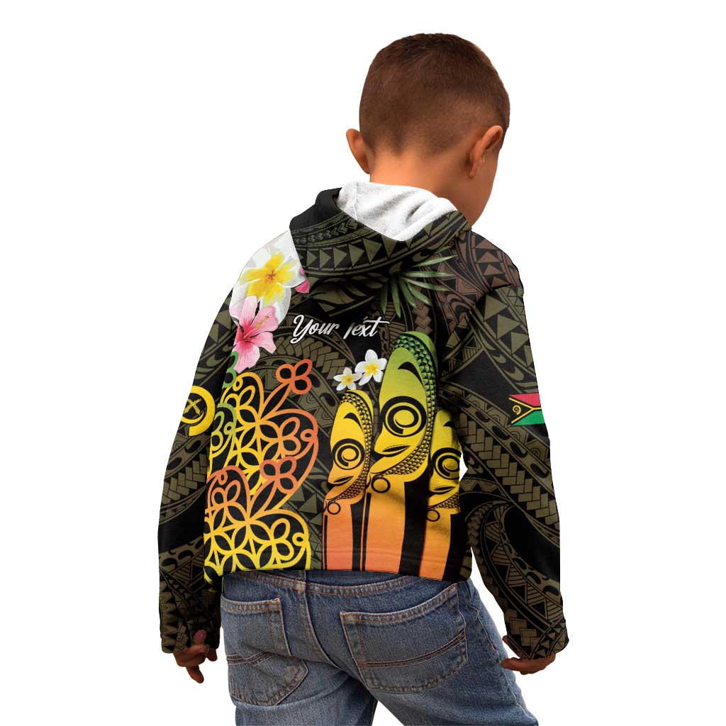 Personalised Vanuatu Independence Day Kid Hoodie Carving Drum Sand Drawing Turtle LT14 - Polynesian Pride