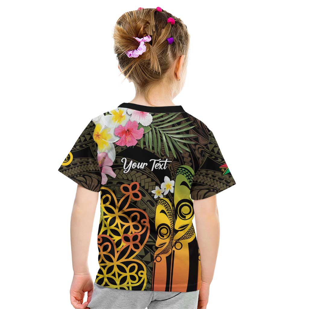 Personalised Vanuatu Independence Day Kid T Shirt Carving Drum Sand Drawing Turtle LT14 - Polynesian Pride