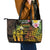 Personalised Vanuatu Independence Day Leather Tote Bag Carving Drum Sand Drawing Turtle