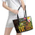Personalised Vanuatu Independence Day Leather Tote Bag Carving Drum Sand Drawing Turtle