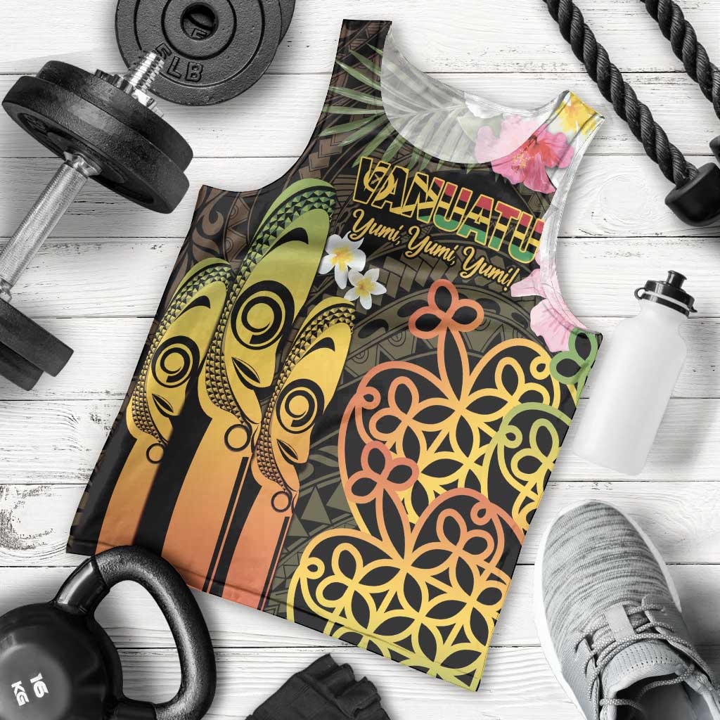 Personalised Vanuatu Independence Day Men Tank Top Carving Drum Sand Drawing Turtle