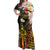 Personalised Vanuatu Independence Day Off Shoulder Maxi Dress Carving Drum Sand Drawing Turtle