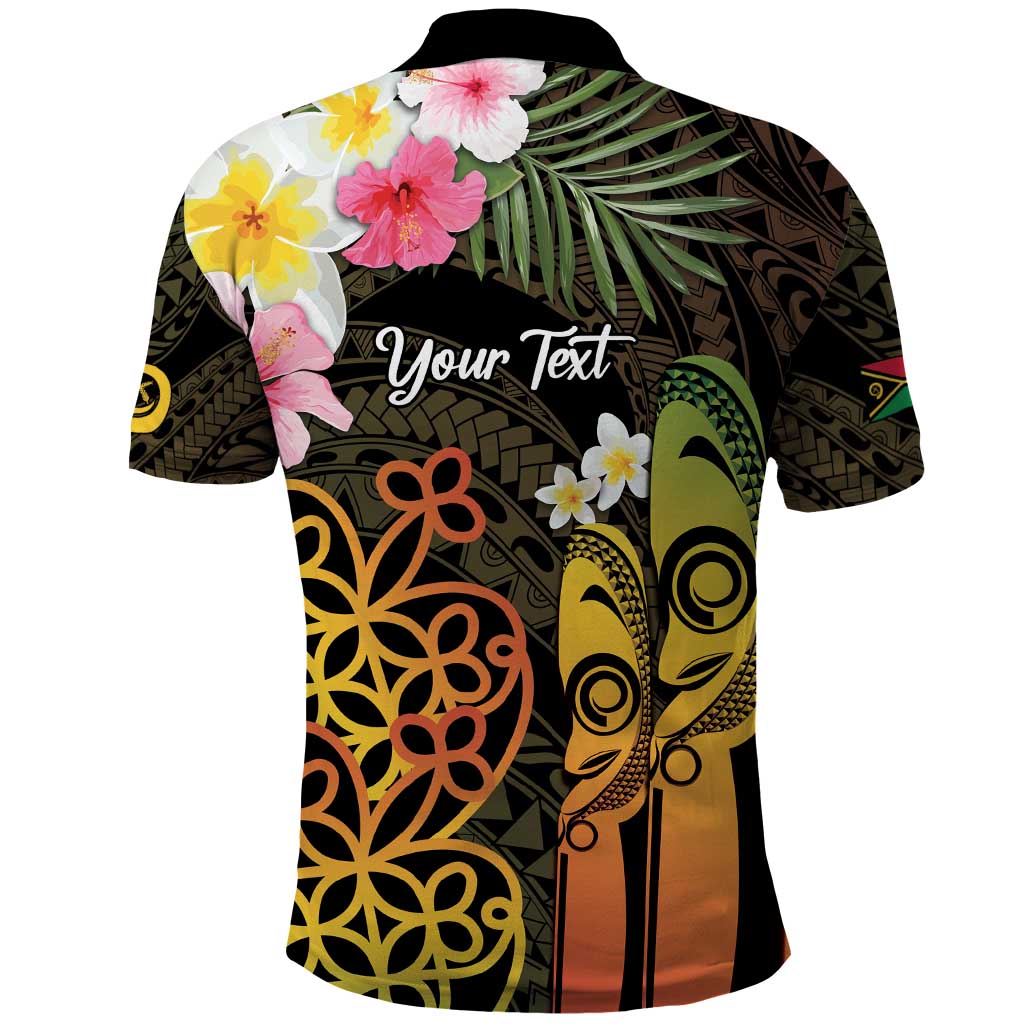 Personalised Vanuatu Independence Day Polo Shirt Carving Drum Sand Drawing Turtle