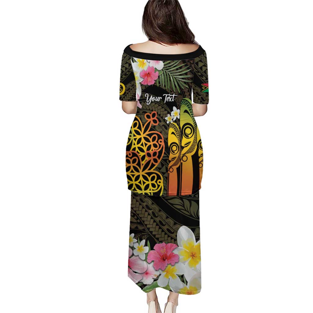 Personalised Vanuatu Independence Day Puletasi Carving Drum Sand Drawing Turtle