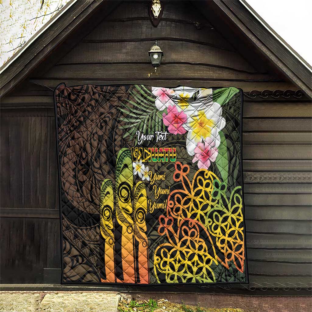 Personalised Vanuatu Independence Day Quilt Carving Drum Sand Drawing Turtle