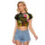 Personalised Vanuatu Independence Day Raglan Cropped T Shirt Carving Drum Sand Drawing Turtle
