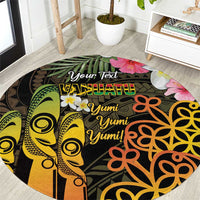 Personalised Vanuatu Independence Day Round Carpet Carving Drum Sand Drawing Turtle LT14 Black - Polynesian Pride