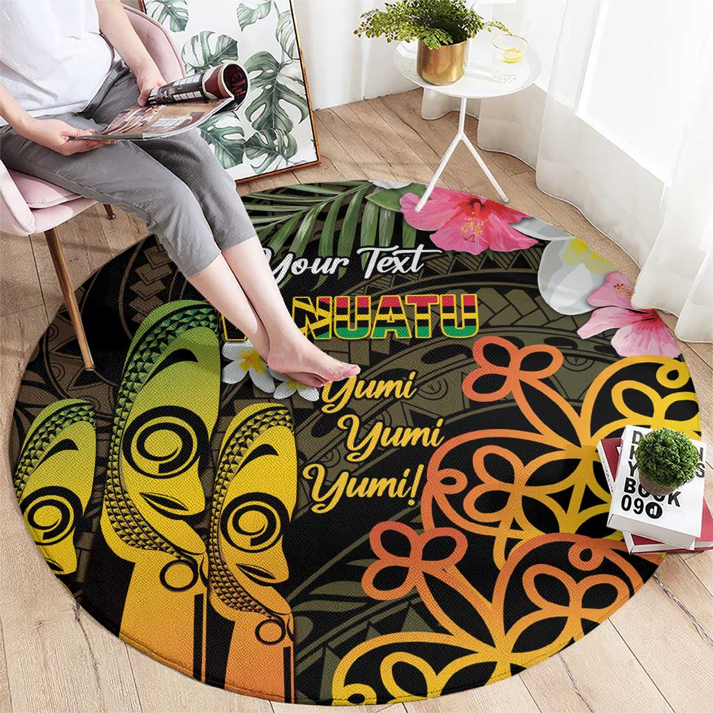 Personalised Vanuatu Independence Day Round Carpet Carving Drum Sand Drawing Turtle LT14 - Polynesian Pride