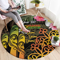 Personalised Vanuatu Independence Day Round Carpet Carving Drum Sand Drawing Turtle LT14 - Polynesian Pride