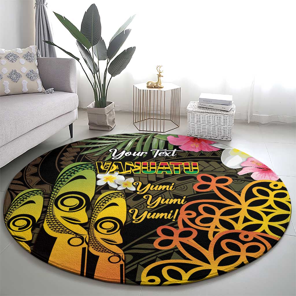 Personalised Vanuatu Independence Day Round Carpet Carving Drum Sand Drawing Turtle LT14 - Polynesian Pride