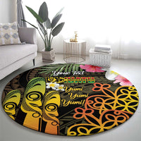 Personalised Vanuatu Independence Day Round Carpet Carving Drum Sand Drawing Turtle LT14 - Polynesian Pride