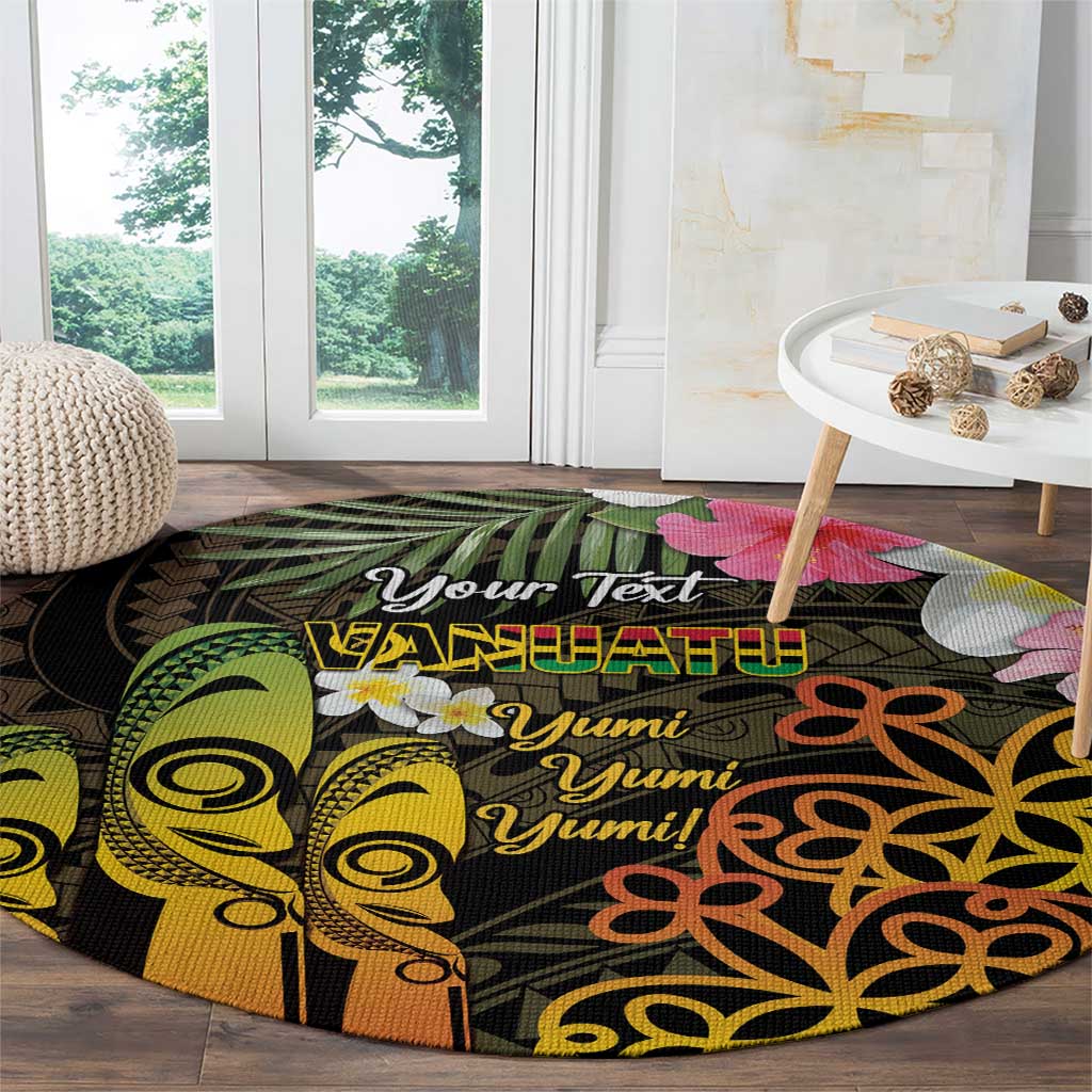 Personalised Vanuatu Independence Day Round Carpet Carving Drum Sand Drawing Turtle LT14 - Polynesian Pride