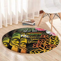 Personalised Vanuatu Independence Day Round Carpet Carving Drum Sand Drawing Turtle LT14 - Polynesian Pride