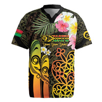 Personalised Vanuatu Independence Day Rugby Jersey Carving Drum Sand Drawing Turtle
