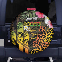 Personalised Vanuatu Independence Day Spare Tire Cover Carving Drum Sand Drawing Turtle LT14 No hole Black - Polynesian Pride
