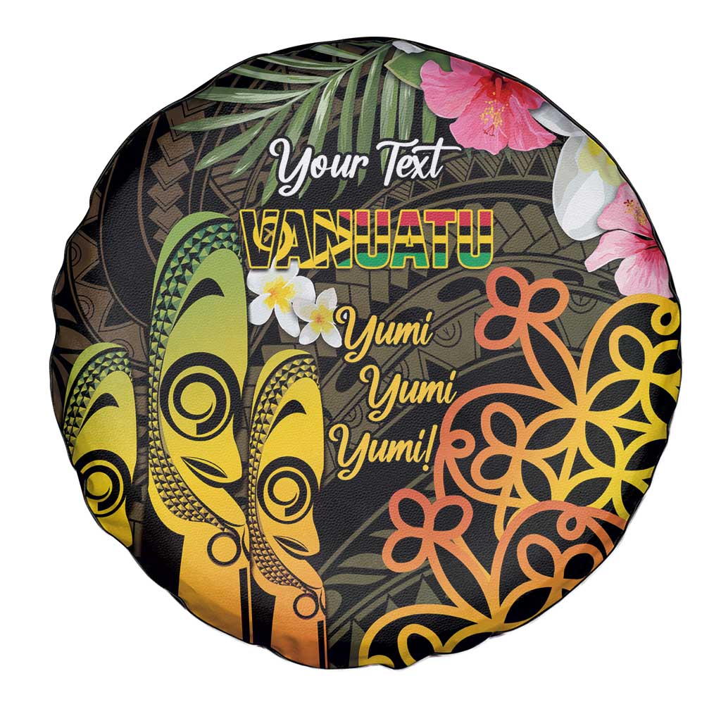 Personalised Vanuatu Independence Day Spare Tire Cover Carving Drum Sand Drawing Turtle LT14 - Polynesian Pride
